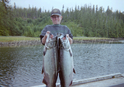 double header of 25 lb chinook salmon